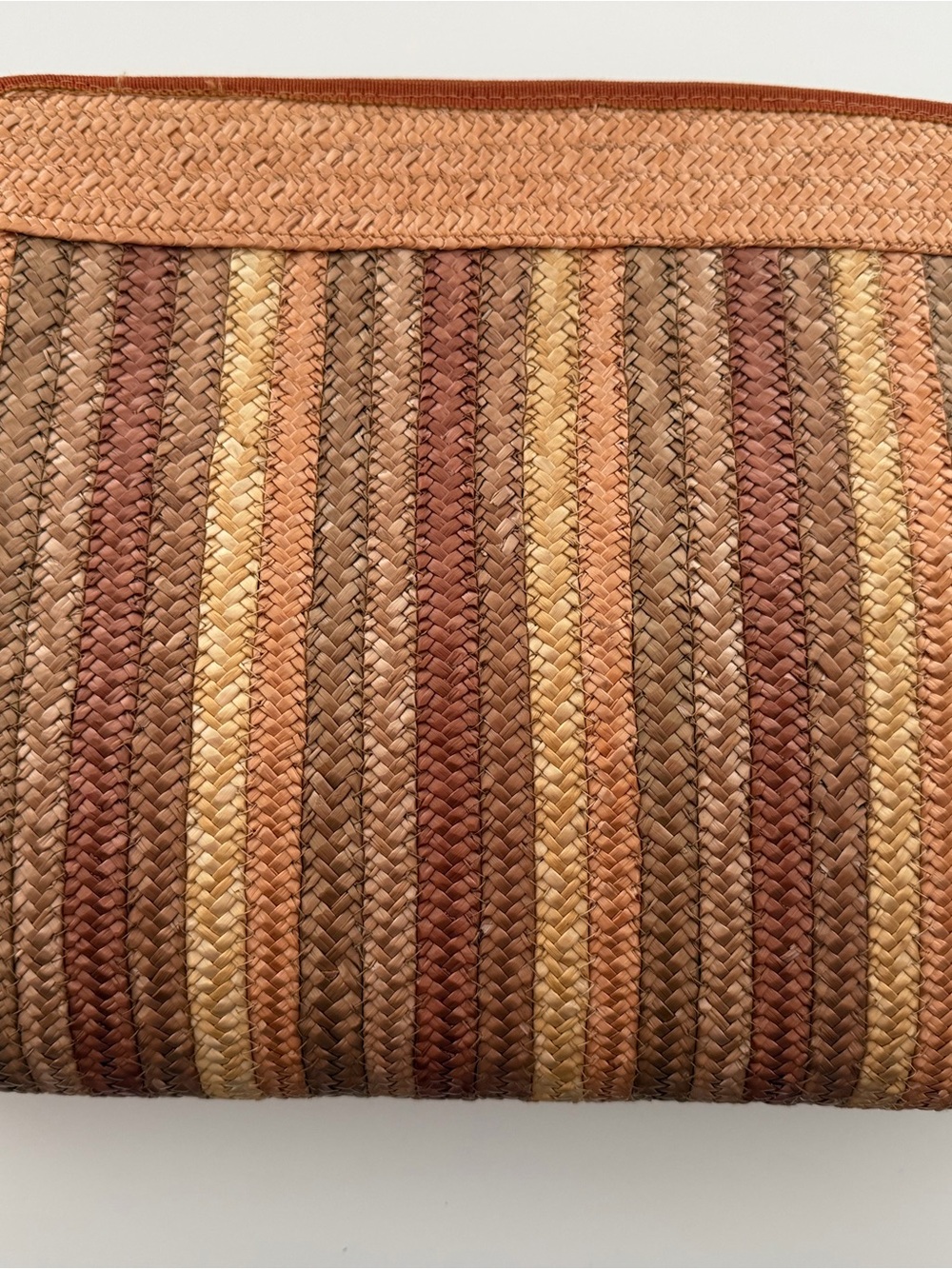 Vintage Barbara Bolan for Bolan Too Made In Italy Raffia Clutch in Brown and Tan